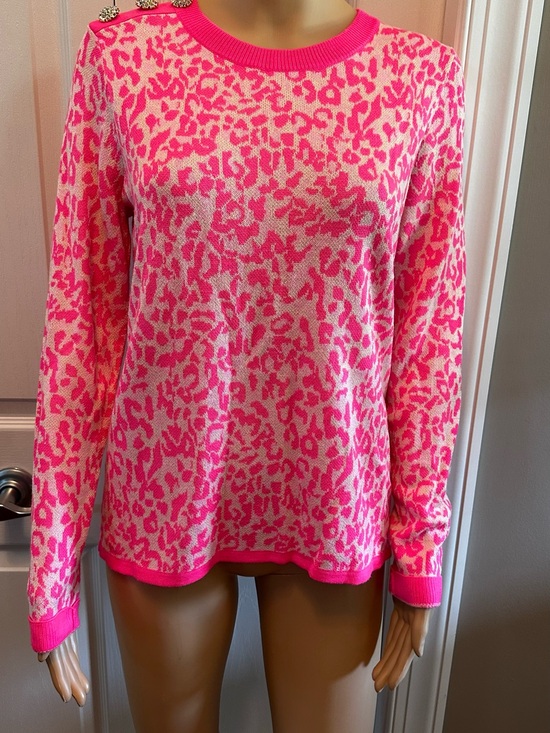 Lilly Pulitzer Sweaters - Lilly Pulitzer Hot Pink and Cream Leopard Print Crewneck Sweater